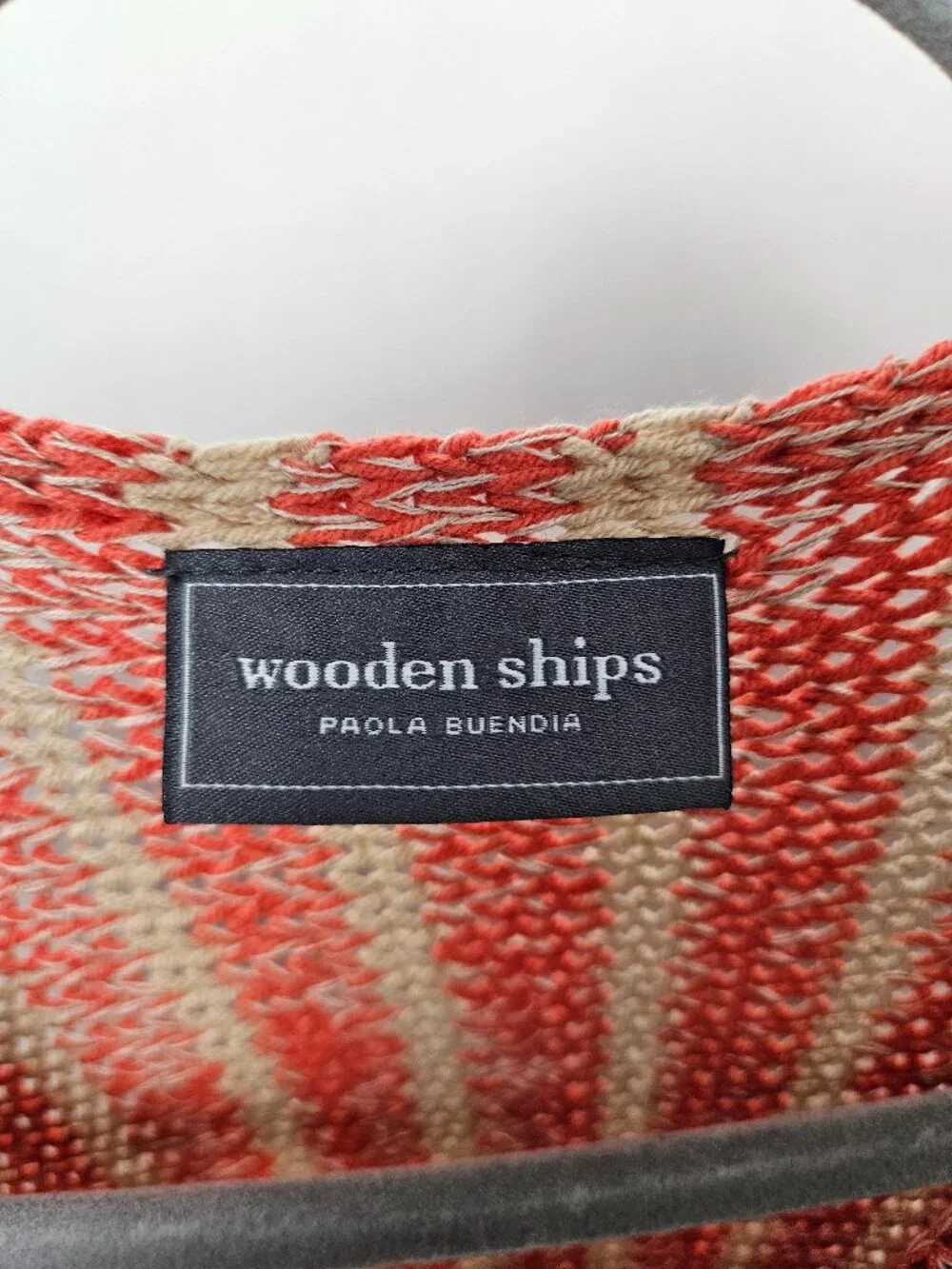 Wooden Ships Beachcomber Sweater Cotton Sea Ranch Coral/Panama Tan Stripe S/M